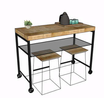 工业风餐桌椅su模型