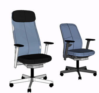 现代布艺办公椅su模型