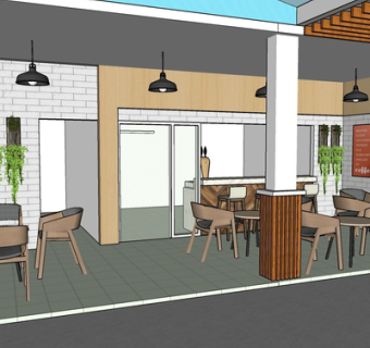 现代实木餐桌椅su模型