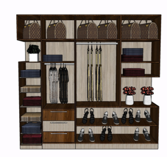 现代实木衣柜su模型