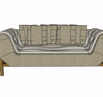 现代布艺双人床su模型