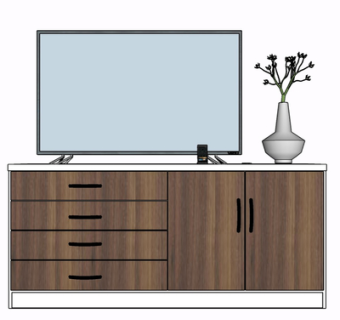 现代实木电视柜su模型