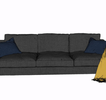 现代布艺多人沙发su模型