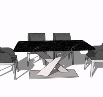 现代餐桌椅su模型