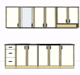 现代实木橱柜su模型