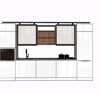 现代实木橱柜su模型