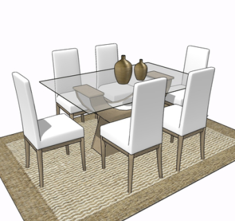 现代餐桌椅su模型