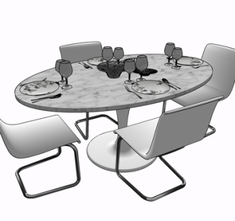 现代餐桌椅su模型