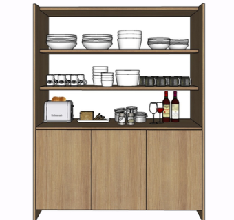 现代实木橱柜su模型