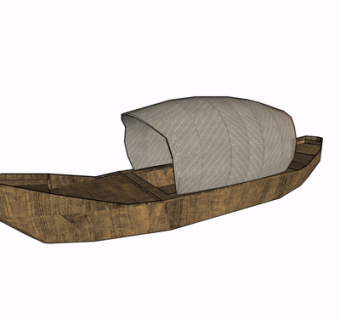 中式木船摆件su模型