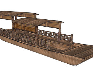 中式木船su模型