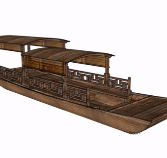 中式木船su模型