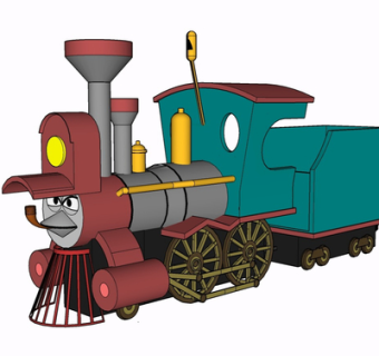 现代小火车玩具su模型