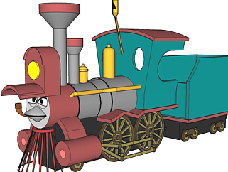 现代小火车玩具su模型