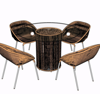 现代休闲桌椅su模型