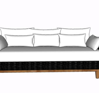 现代布艺多人沙发su模型