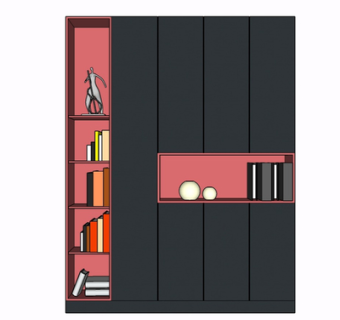 现代实木衣柜su模型