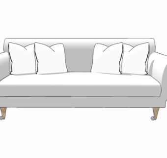 现代布艺多人沙发su模型