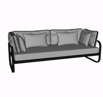 现代布艺多人沙发su模型