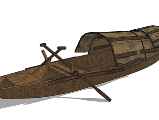 现代小木船su模型