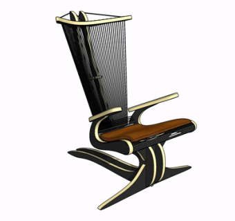 现代实木单椅su模型