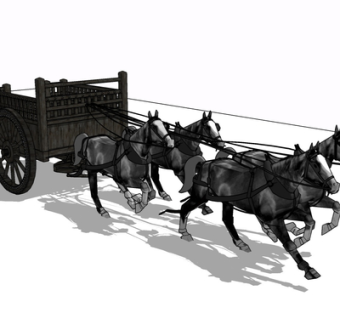 现代马车摆件su模型