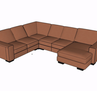 现代布艺多人沙发su模型