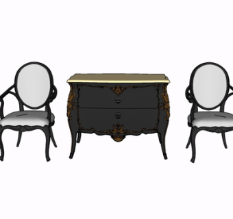 欧式实木边柜su模型