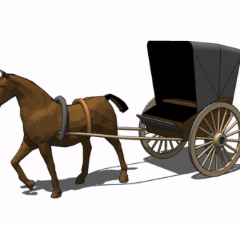 现代马车摆件su模型