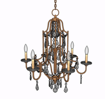 欧式金属吊灯su模型