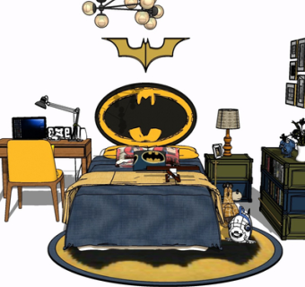 现代布艺儿童床su模型