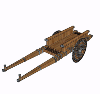 现代实木板车su模型