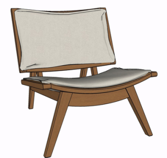 现代实木单椅su模型