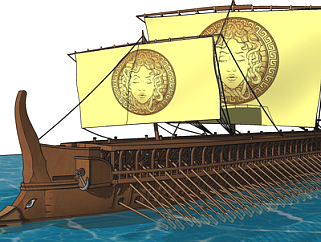 现代实木帆船su模型