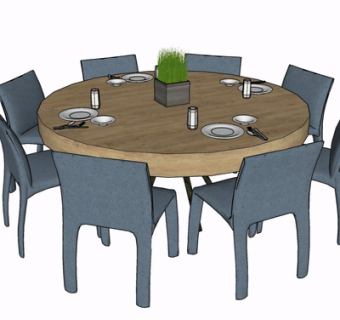 现代餐桌椅su模型