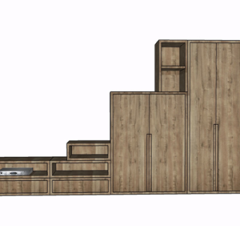 现代实木电视柜su模型