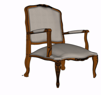 欧式实木单椅su模型