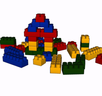 现代积木玩具su模型