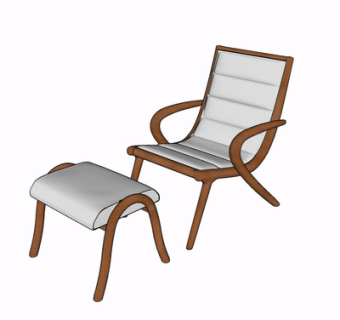 现代实木休闲椅su模型