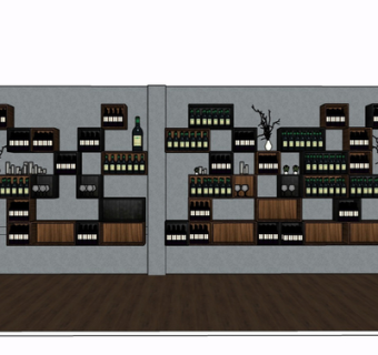 现代实木装饰柜su模型