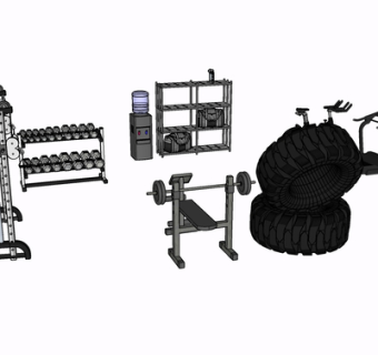 现代健身器材su模型