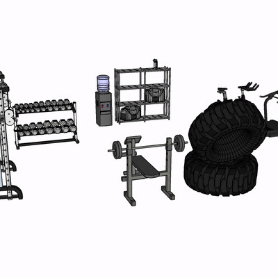 现代健身器材su模型