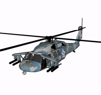 现代直升飞机su模型