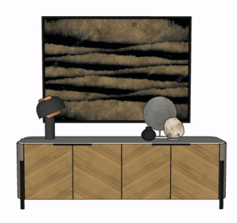 现代实木边柜su模型