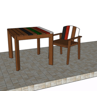 现代实木休闲桌椅su模型