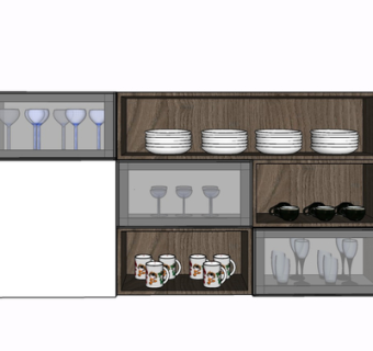 现代实木橱柜su模型