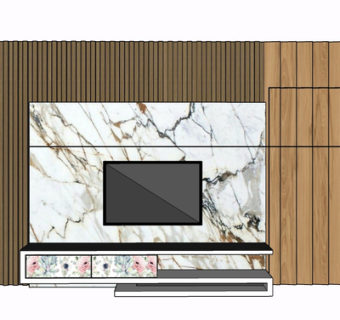 现代实木电视柜su模型