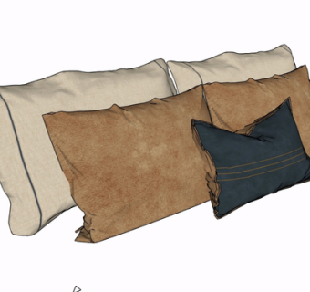 现代布艺枕头su模型