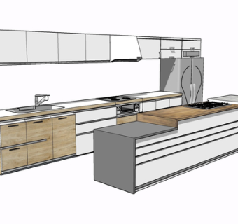 现代实木橱柜su模型