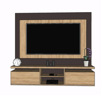 现代实木电视柜su模型